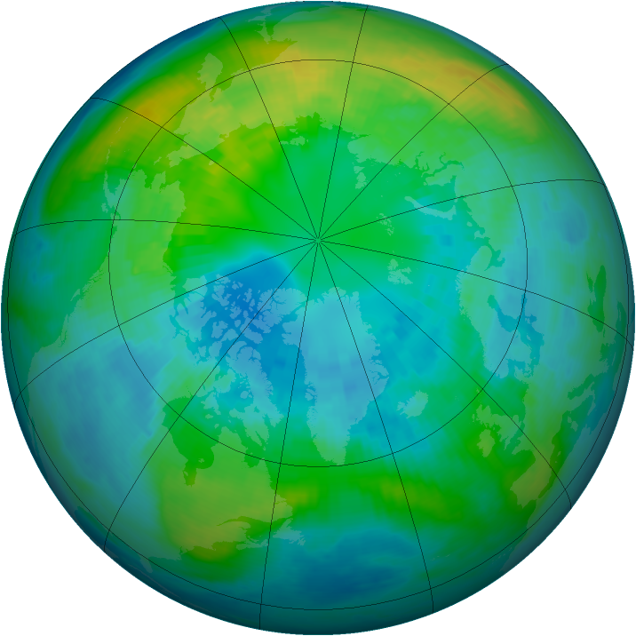 Arctic ozone map for 14 October 1979